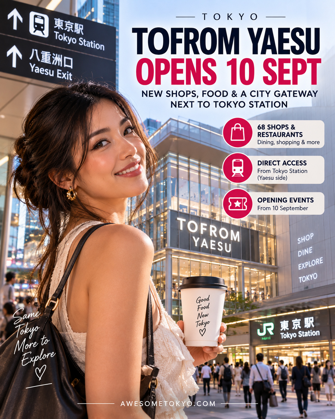 TOFROM YAESU Tokyo Station opening infographic